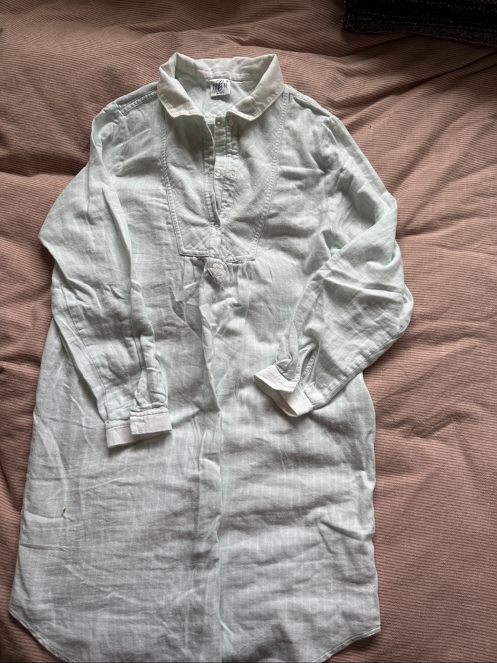 Light Mint Long-Sleeve Chemise Slip